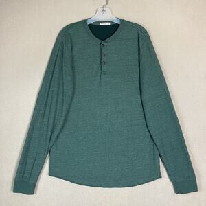 Marine Layer Henley Shirt Mens M/L Green Long Sleeve Double Knit Stretch